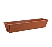 BURI Jardinera de Balcón con Depósito de Agua 100/80/55 cm - Maceta, Jardinera Resistente a la Intemperie con Inserto de Plástico Resistente a los Rayos UV, Terracota, Marrón Oscuro (Terracota, 100 cm