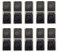 BURI Set 10x Toma Doble 2 Tomas Estanca IP44 16A 250V Gris Montaje Superficie