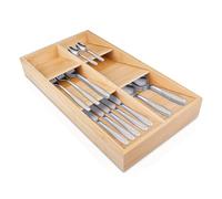 burkfeeg Cuberteros Para Cajon Cocina Bambú, Organizador Cubiertos Con 6 Compartimentos, Organizador De Cubiertos para Cajon Para Cucharas Y Tenedores 38 × 20 × 4,9 Cm