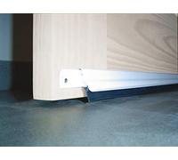 Burlete de Aluminio basculante para Interior y Exterior para Puerta de Color Blanco de 93cm con Labio de Caucho Fijación con Tornillos a la Placa Base.