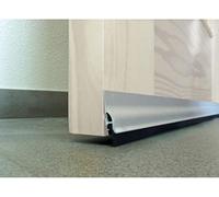 Burlete de aluminio para puerta de color PLATA de 105cm con labio de caucho de 15mm de alta calidad, flexible y resistente. Fijación mediante adhesivo de doble cara.