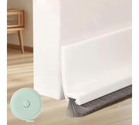 Burlete de puerta de 100 cm con cepillo, autoadhesivo, 53 mm de ancho, protección auditiva y antiinsectos, silicona flexible (blanco)