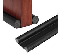 Burlete para Puertas, 96cm Tope Aislante para Puerta, Tira de Sellado de Puerta Inferior, Burlete de Puerta Doble Antipolvo, para Prevenir Polvo, Insectos, Viento y Aislamiento Acústico (Negro)