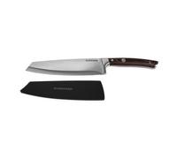 BURNHARD Cuchillo de cocina Acero alemán cromo-molibdeno, Mango ergonómico de madera Pakka, Hoja ultra afilada de 20 cm, Incl. protector de hoja - Cuchillo multiusos RAGNAR