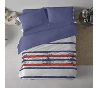 Burrito Blanco Funda Nórdica Estampada Algodón Mezcla Cama 105 Azul Marino