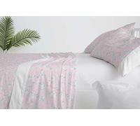 Burrito Blanco Juego de Sábanas 031 Floral y Moderno | para Cama Individual de 105 cm | Juego de Sábana, Funda de Alhomada y Bajera Ajustable | Color Rosa