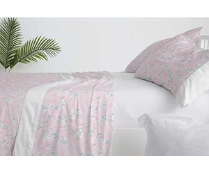 Burrito Blanco Juego de Sábanas 031 Floral y Moderno | para Cama Individual de 105 cm | Juego de Sábana, Funda de Alhomada y Bajera Ajustable | Color Rosa