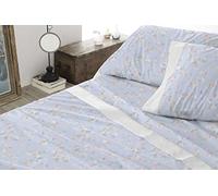 Burrito Blanco Juego de Sábanas 031 Floral y Moderno | para Cama Individual de 90 cm | Juego de Sábana, Funda de Alhomada y Bajera Ajustable | Color Azul