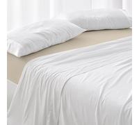 Burrito Blanco │ Sábana Bajera 180x190/200 cm │ Cama de 180 cm (+ Medidas Disponibles)│ Tejido de algodón 100%, Calidad percal, 180 Hilos │ Colección coordinable en 6 Colores │ Diseño 400 Crudo