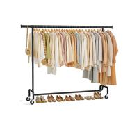SONGMICS Burro Ropa con Ruedas, Perchero Burro Extensible con Carga Pesada, Capacidad de Carga de 110 kg, 45 x (160-200) x 162,9 cm, Fácil de Montar, Portátil, Negro Mate HSR176B01