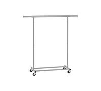 SONGMICS Burro Ropa con Ruedas, Perchero Burro Extensible con Carga Pesada, Capacidad de Carga Máx. de 100 kg, 45 x (92-132) x 161,5 cm, Fácil de Montar, Portátil, Plata HSR13S