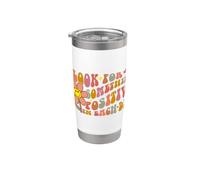 Busca algo positivo en cada día Retro Groovy Vaso térmico de acero inoxidable de doble pared