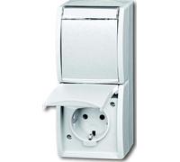 Busch-Jaeger 20-02 EWN-54, enchufe CEE 7/3, 2P+E, color blanco, grado de protección IP44, 250 V, 16 A