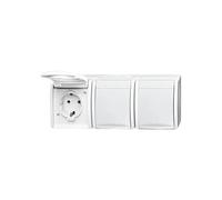 BUSCH-JAEGER 2084-0-0712 Toma de corriente triple con tapa abatible IP44