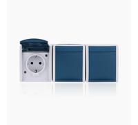 BUSCH-JAEGER 2300/3EW-53 Steckdose m.Klappdeckel waagerecht 3f ocean IP44 grau/blau
