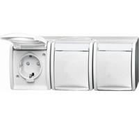Busch-Jaeger 2300/3 EBW-54, CEE 7/3, 2P+E, Blanco, IP44, 250 V, 16 A