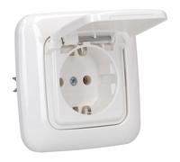 Busch-Jaeger Reflex SI Set: 1 x 20 EUK-214 enchufe con tapa abatible, 1 x 2511-214 marco de cubierta 1 compartimento blanco alpino