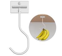 bussdis Gancho plegable para debajo del gabinete, colgador adhesivo para plátanos debajo del mostrador, soporte para plátanos de acero inoxidable resistente (13 libras), plegable magnético cuando no