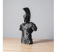 Busto de Guerrero Espartano Low Poly - Figura de Soldado Griego en Negro Mate, 25 cm - Decoración Minimalista