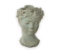 Busto externo de aspecto antiguo de aprox. Macetero de 27 x 18 cm, color gris mate, para plantas y flores, decoración antigua, cerámica robusta, decoración vintage