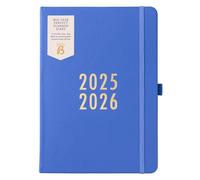 Busy B A5 Weekly Diary - Mid-Year Academic Planner - Aug '25 - Aug '26 - Saphire Blue Vegan Leather Cover - Week to View Academic Planner with Stickers, Pen Loop & List Pad