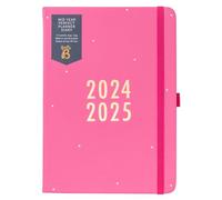 Busy B - Agenda de planificación perfecta mediados de año Agosto de 2024 - Agosto de 2025 - Rosa - Agenda semanal A5 de piel sintética con pegatinas, portabolígrafos y bloc de notas