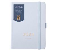 Busy B - Agenda diaria - Enero a diciembre 2024 - Azul Nube - Planificador A6 en piel sintética con páginas alineadas, notas y planificador anual