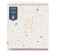 Busy B - Calendario de escritorio 2025 - De enero a diciembre, Spray Rosa con soporte incorporado y encuadernación abatible - Calendario de trabajo A5 para la oficina o el hogar