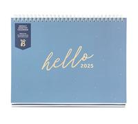 Busy B - Calendario de escritorio semanal de enero a diciembre de 2025 - Azul - Planificador de escritorio con cinco horarios, listas arrancables y soporte incorporado
