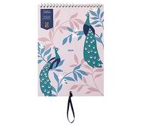 Busy B - Calendario Parejas - Enero a Diciembre 2024 - Peacocks - Planificador anual slim para dos con columnas, bolsillos mensuales y pegatinas
