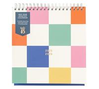 Busy B Desk Calendar - Mid-Year Academic Calendar - Aug '25 - Aug '26 - Multi Design - Features Built-in Stand, Flip-Top Binding, Year Planner & Storage Pockets for Organised Planning - 20 x 17cm