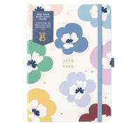 Busy B Diary - A5 Mid-Year Academic Diary - Busy Life Weekly Journal - Aug '25 - Aug '26 - Floral Print Cover - Life Planner with Dual Schedules, Year Calendar, Pen Loop, Pockets & Elastic Closure