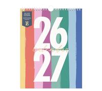 Busy B Mid-Year Calendar - Academic Everyday Planner - Aug '26 - Aug '27 - Multi Stripe - Wall Planner Calendar for Busy People with Month-to-View, To Do’s, Notes, Stickers & Storage Pocket