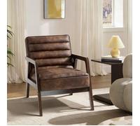 Butaca De Salón De Pu Madera De Caucho Homcom 64x86x79 Cm Marrón