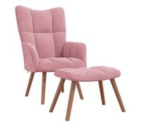 vidaXL Sillón de relax con taburete – Terciopelo Gris Claro Pink