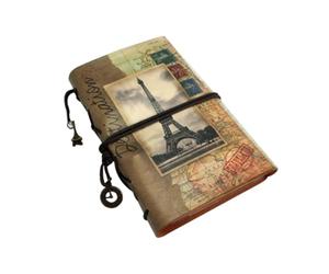 BUTIFULSIC Cuaderno Vintage de Cuero Sintético con Espiral, 90 Páginas en Blanco, Bolsillo con Cremallera y 6 Ranuras, Adecuado para Dibujo y Registrar Tu Viaje
