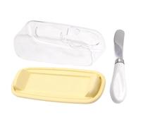 Butter Dish - Countertop Storage Box, Butter Holder Lid, Cutter Serving Tray, Clear Fridge Freshness, Farmhouse Home Kitchen, Keeping Spreads Soft Clear White