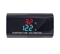 Buwei Impermeable DC 12V Voltímetro Termómetro 0.28 Pulgadas Pantalla Dual para Coche Motocicleta