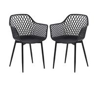 buybyroom Juego de 2 sillas de jardín, sillas de jardín para exteriores, muebles de balcón, sillas de salón para exteriores, para balcón pequeño, sillas de terraza, soporta 120 kg, color negro