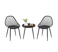buybyroom Juego de 3 mesas y sillas, Mesa Auxiliar pequeña, Mesa de café, Mesa de sofá, Mesa Redonda, sillas de Comedor, sillas de Cocina, sillas de salón, para salón, Dormitorio, salón, Negro