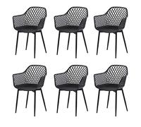 buybyroom Silla de Comedor Juego de 6,Sillas de Comedor Silla con Reposabrazos Silla de Plástico Comedor, Negro