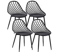 buybyroom Sillas de Comedor, Sillas Cocina Pack 4 Modernas con Patas de Metal y Respaldo Ergonómico, para Comedor,Cocina, Reuniones, Salon, Recepción, Negras