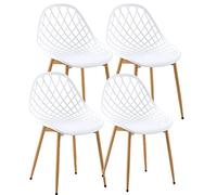 buybyroom Sillas de Comedor, Sillas Cocina Pack 4 Modernas con Patas de Metal y Respaldo Ergonómico, para Comedor,Cocina, Reuniones, Salon, Recepción, Blanca