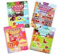 BuyCard 6 Libro Pegatinas Reutilizables,3D Libro de Pegatinas Infantiles 2 3 4 Años actividades de avión de viaje para niños,regalo para niños y niñas (GREEN+4pcs)