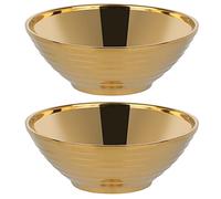 Buyer Star Cuenco de sopa de fideos ramen dorado, 2 cuencos de acero inoxidable 18/8 de doble capa (8 pulgadas)