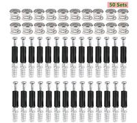 BUYGOO Topes de Profundidad para Brocas 50 par de Muebles Conector de Ø15mm Tornillo de Leva Excéntrica y Pernos de Ajuste Pasadores M6 x 45mm para Paquete Plano Muebles Gabinete Bloqueo de Conexión