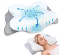 BUYLUX Almohada Cervicales y Cuello Ergonómica 2en1 Premium | Almohada Viscoelastica Cervical Antironquidos para Dormir de Lado o Boca Arriba para Viaje | Pillow para Dolor de Cuello y Dormir Mejor