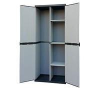 Buyly Armario escobero alto de 2 puertas para interior/exterior con estantes regulables en altura, 68 x 39,5 x 168 cm
