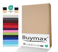 Buymax® Sábana Bajera Ajustable 140x200 cm - Pack de 2, 100% Algodón Jersey, Bolsillo Profundo 30 cm con Goma Elástica, Arena