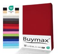 Buymax® Sábana Bajera Ajustable para Topper 120x200 cm - 100% Algodón Jersey, Bolsillo Profundo 18 cm con Goma Elástica, Rojo